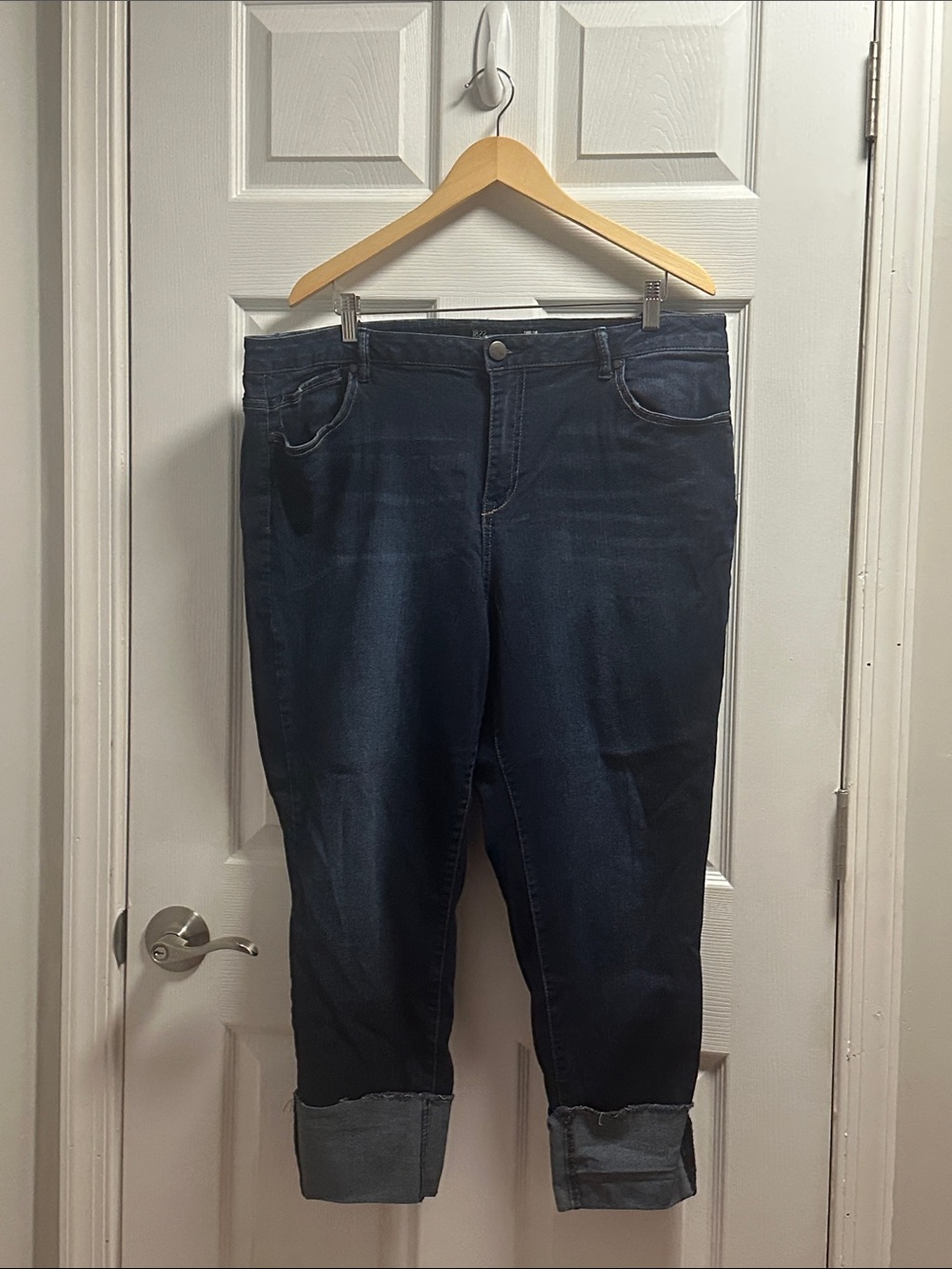 Dark Blue Women's Cuffed Jeans